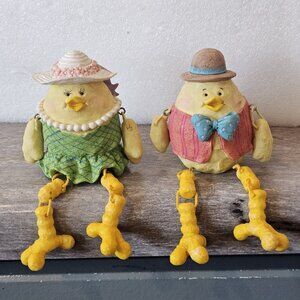 Vtg Anthropomorphic Chicks Birds Girl Boy Shelf Sitters Figurines 2004 WMG